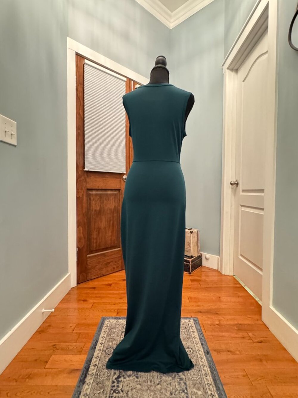 Halara Cut Out Ruched Drawstring Bodycon Maxi Dress Green Size M - Picture 4 of 13